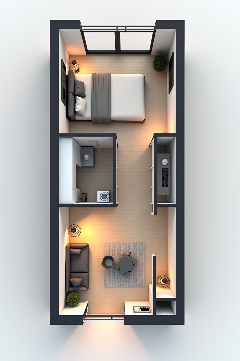 1 zimmer wohnung einrichten 15 qm outline 2