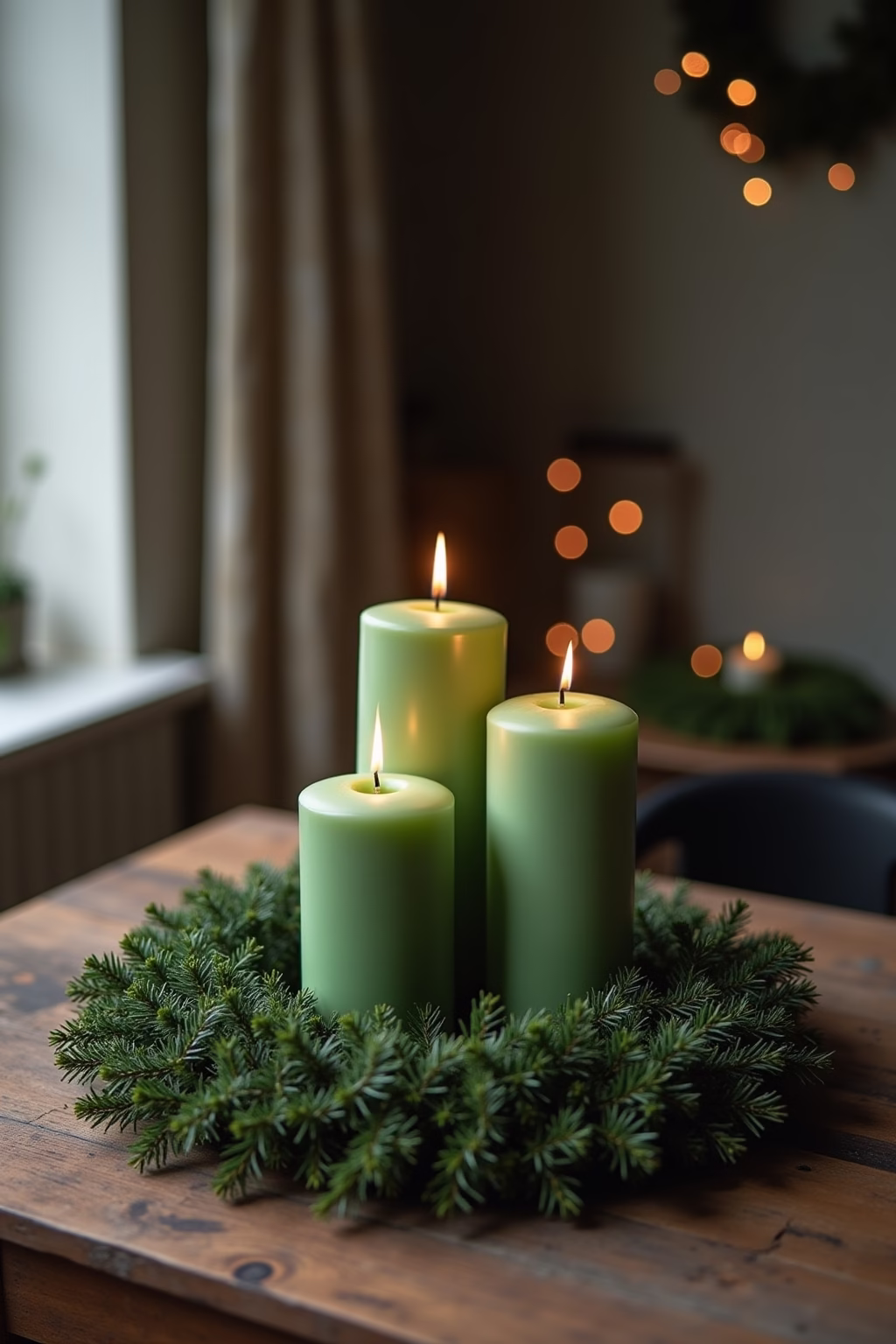 8 Adventskranz grüne Kerzen für festliche Stimmung 25 adventskranz gruene kerzen outline 3