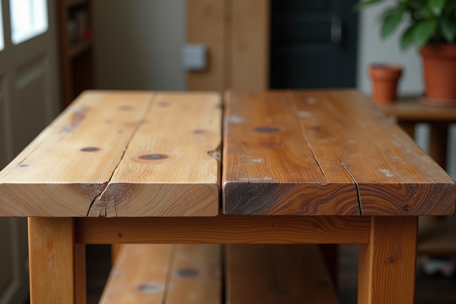 Eiche rustikal streichen: Vorher-Nachher-Vergleich