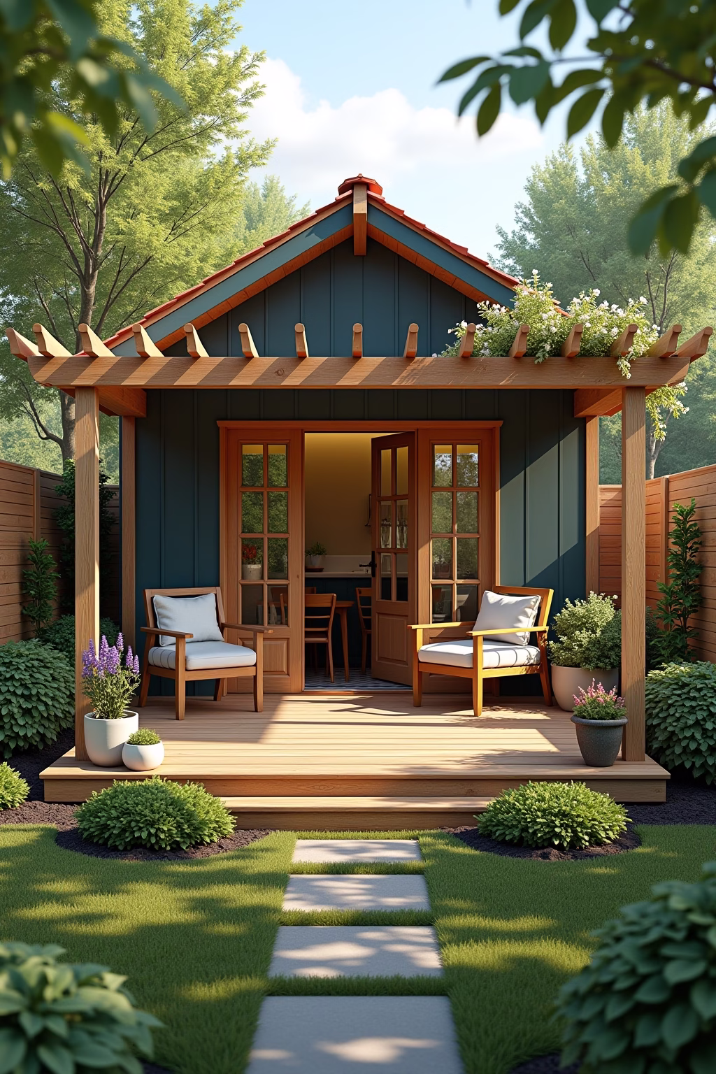 kleine gartenlaube einrichten outline 6