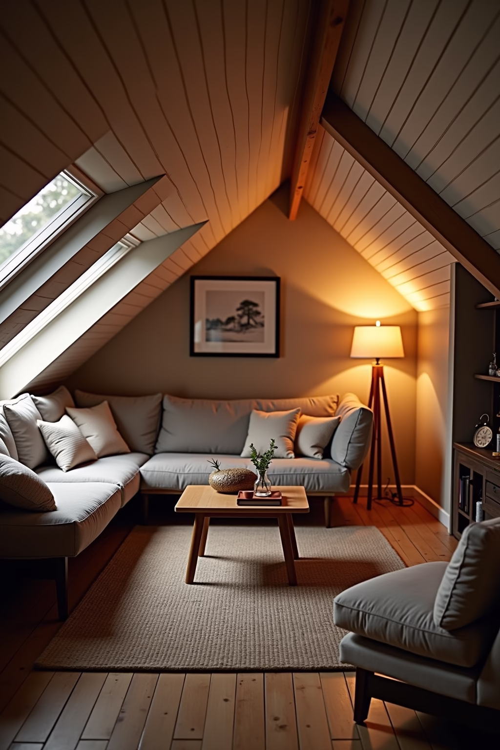 kleines wohnzimmer mit dachschraege einrichten outline 4