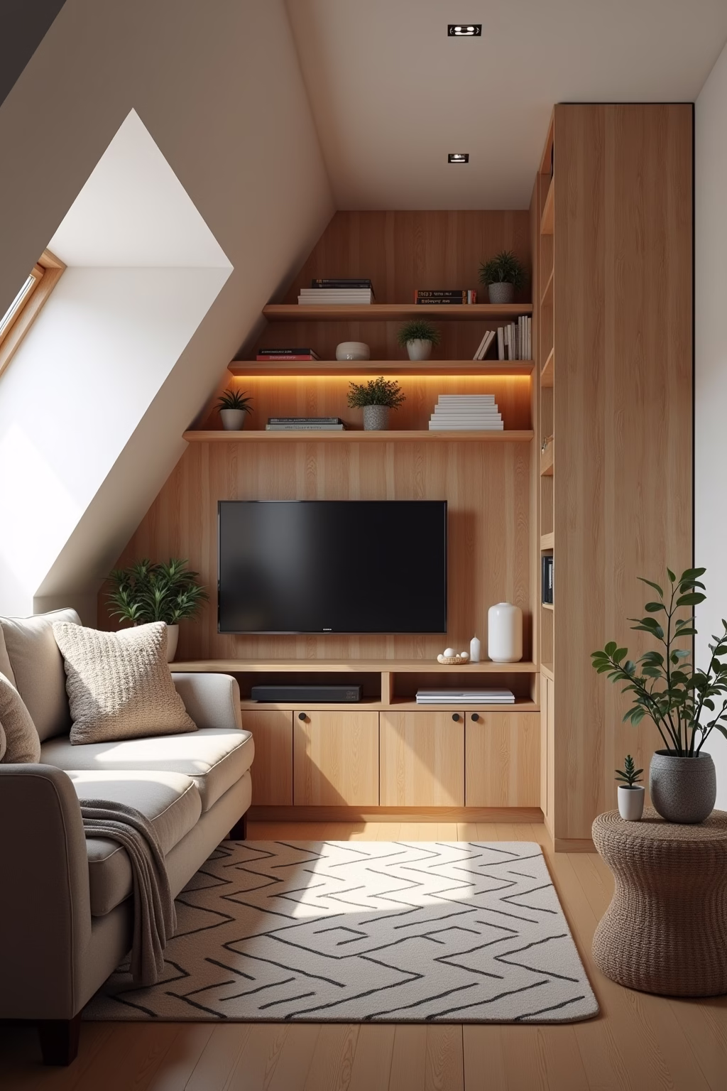 kleines wohnzimmer mit dachschraege einrichten outline 5