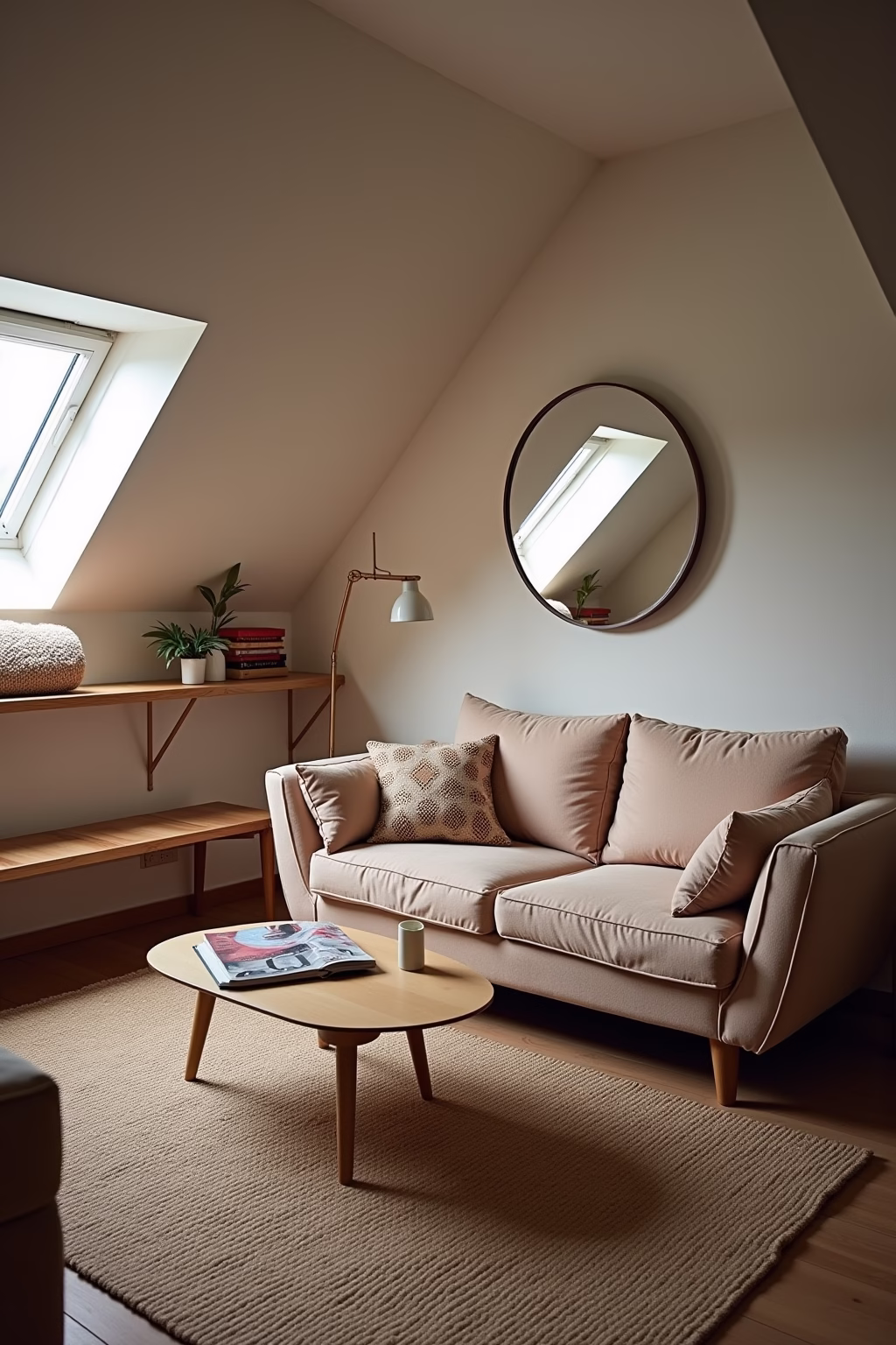 kleines wohnzimmer mit dachschraege einrichten outline 7