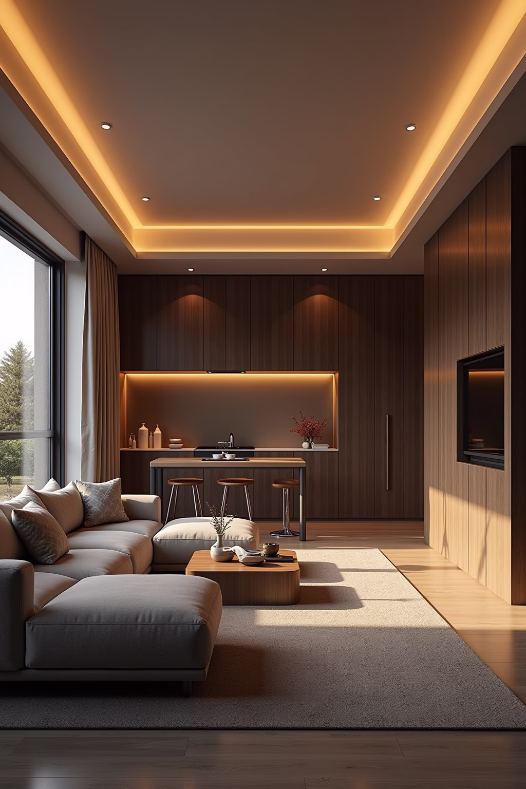 kleines wohnzimmer mit offener kueche einrichten outline 5