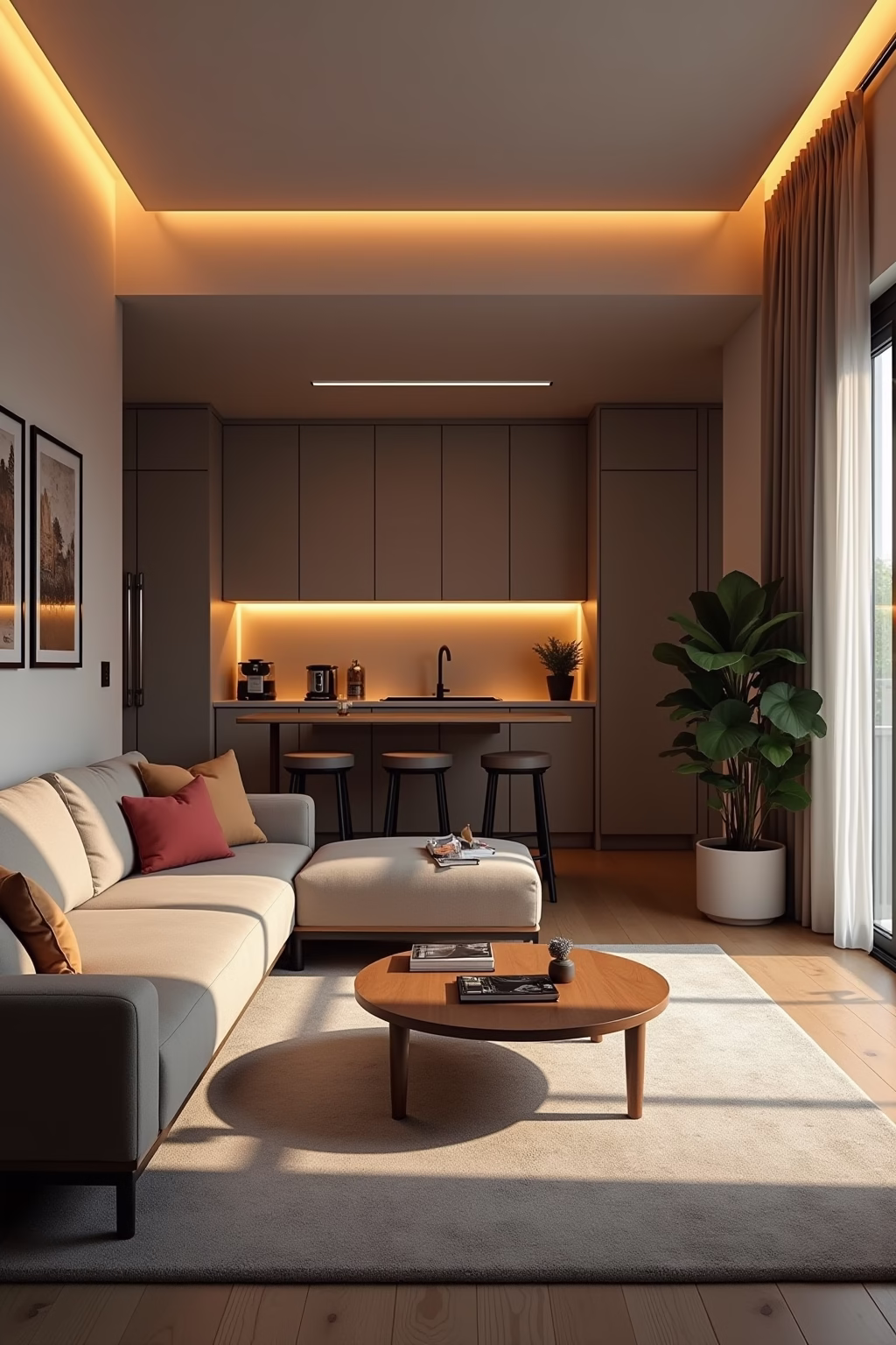 kleines wohnzimmer mit offener kueche einrichten outline 8