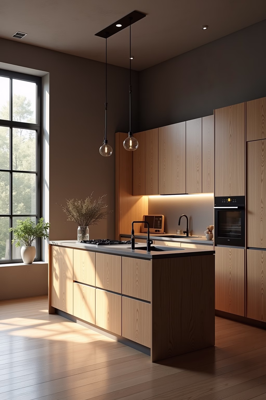 kueche holz modern outline 1