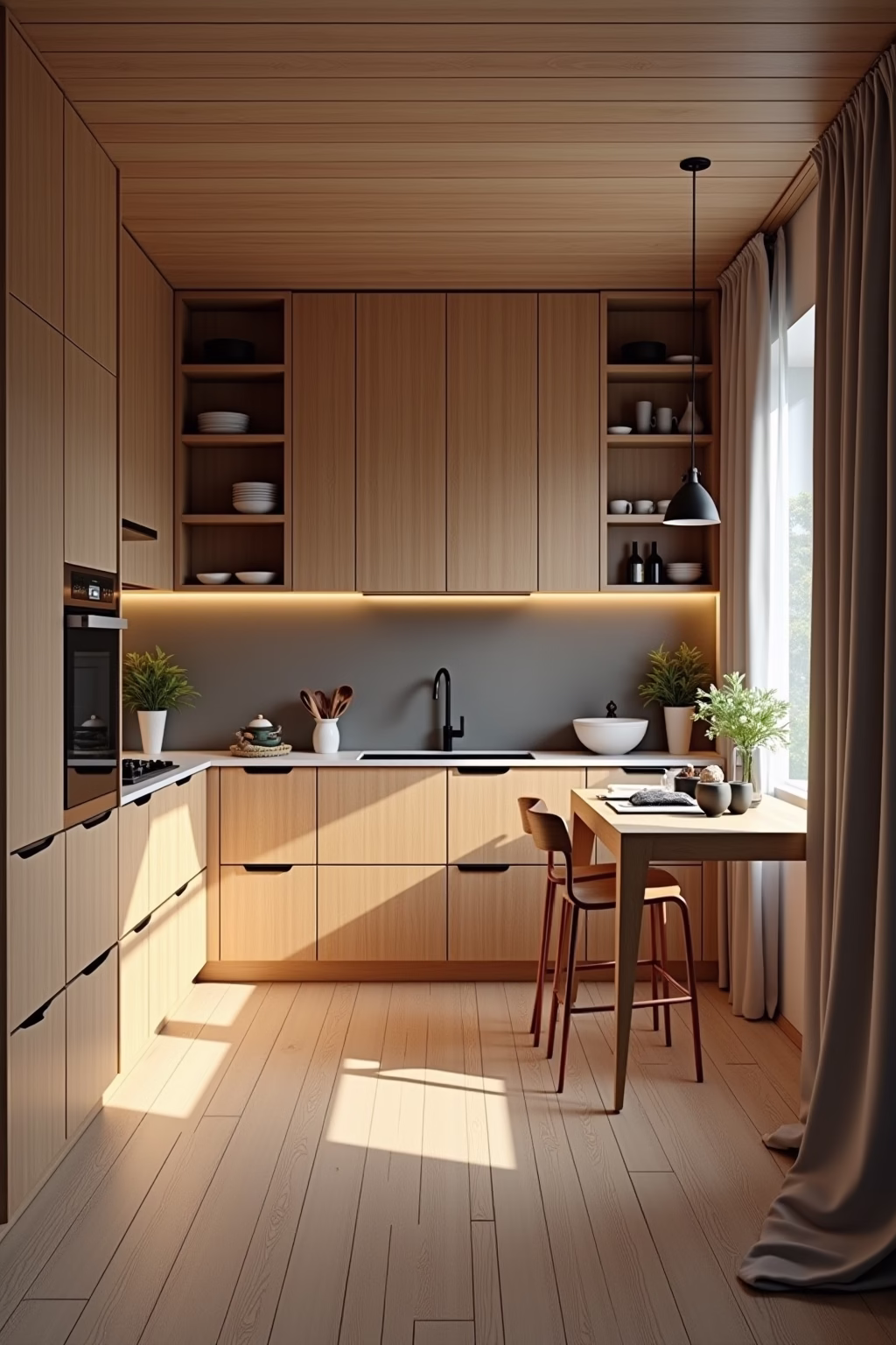 kueche holz modern outline 2