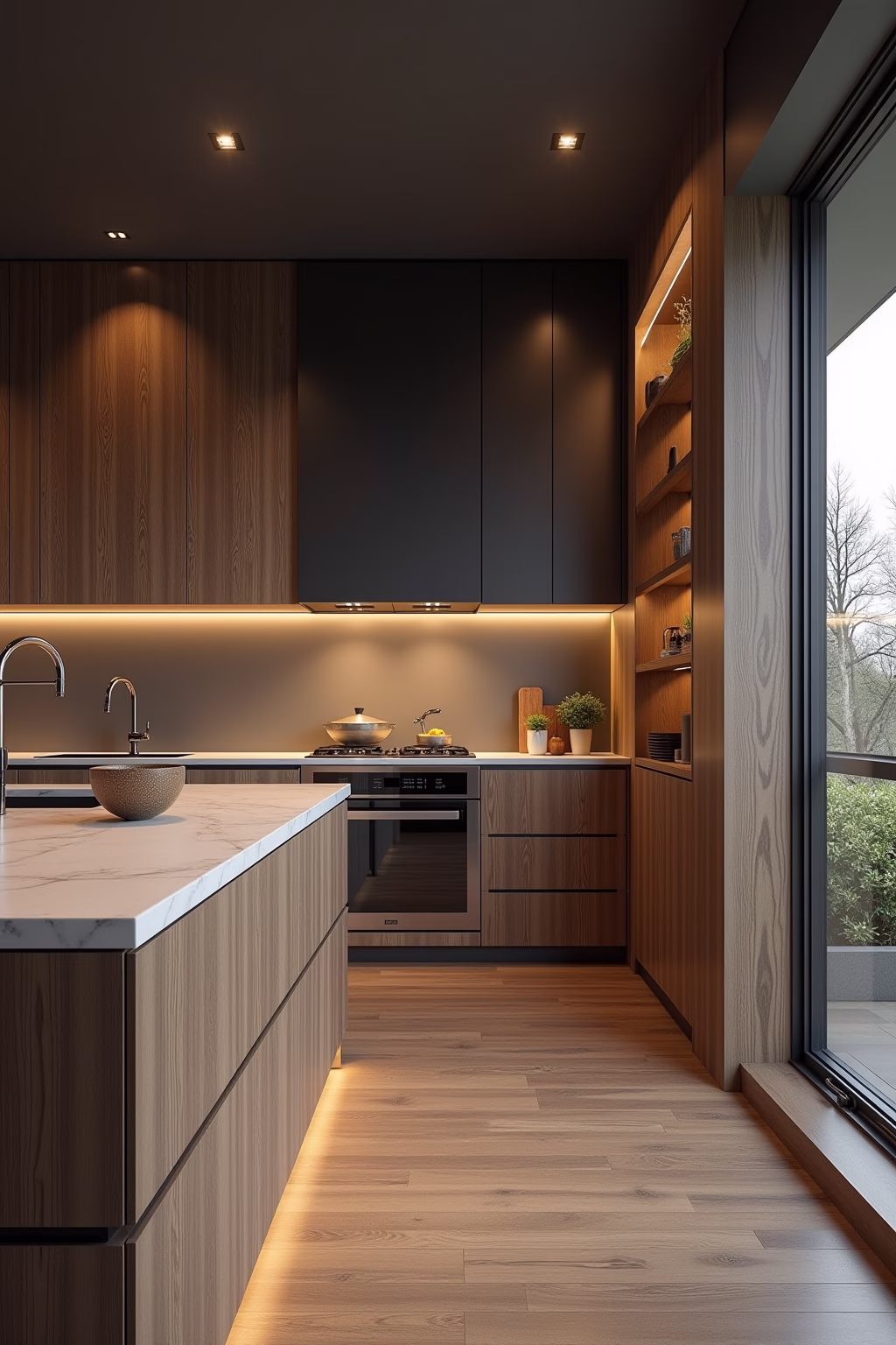 kueche holz modern outline 4