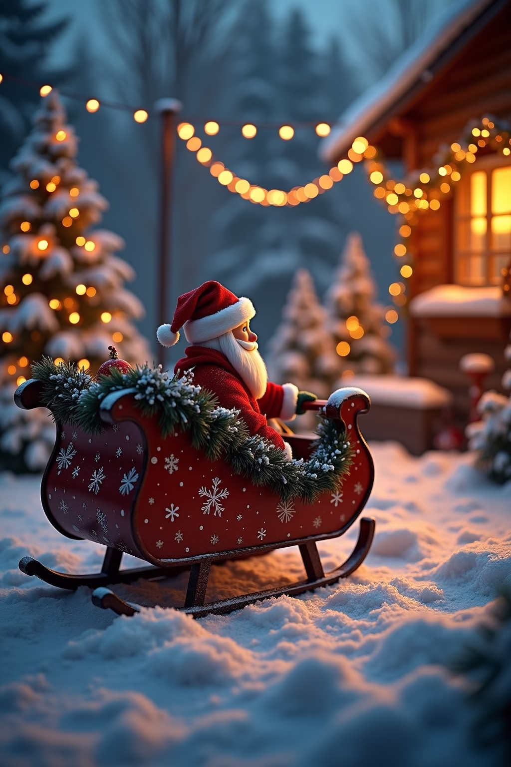 schlitten deko weihnachten draussen outline 1