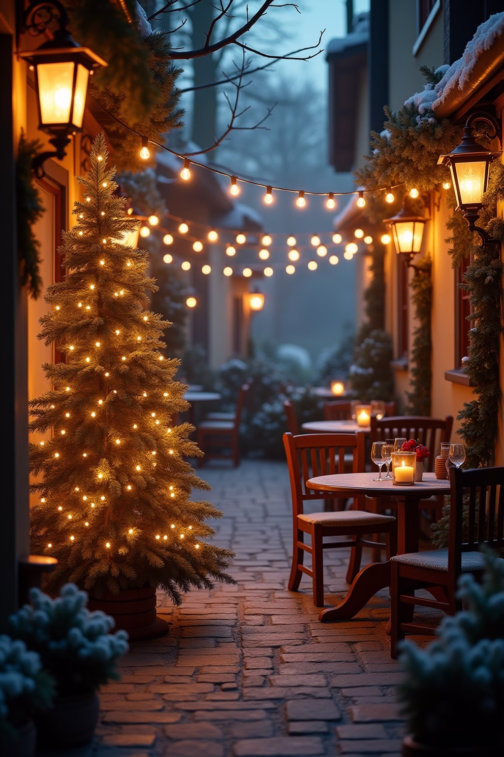 terrasse weihnachtlich dekorieren outline 3