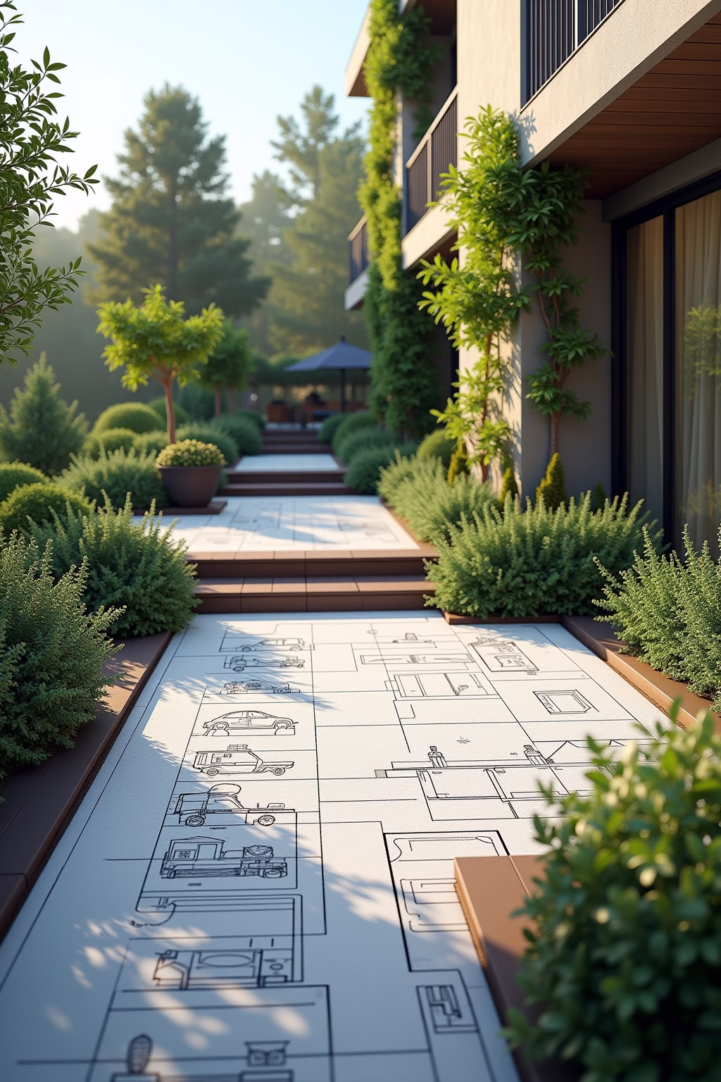 terrassenumrandung pflanzen outline 2