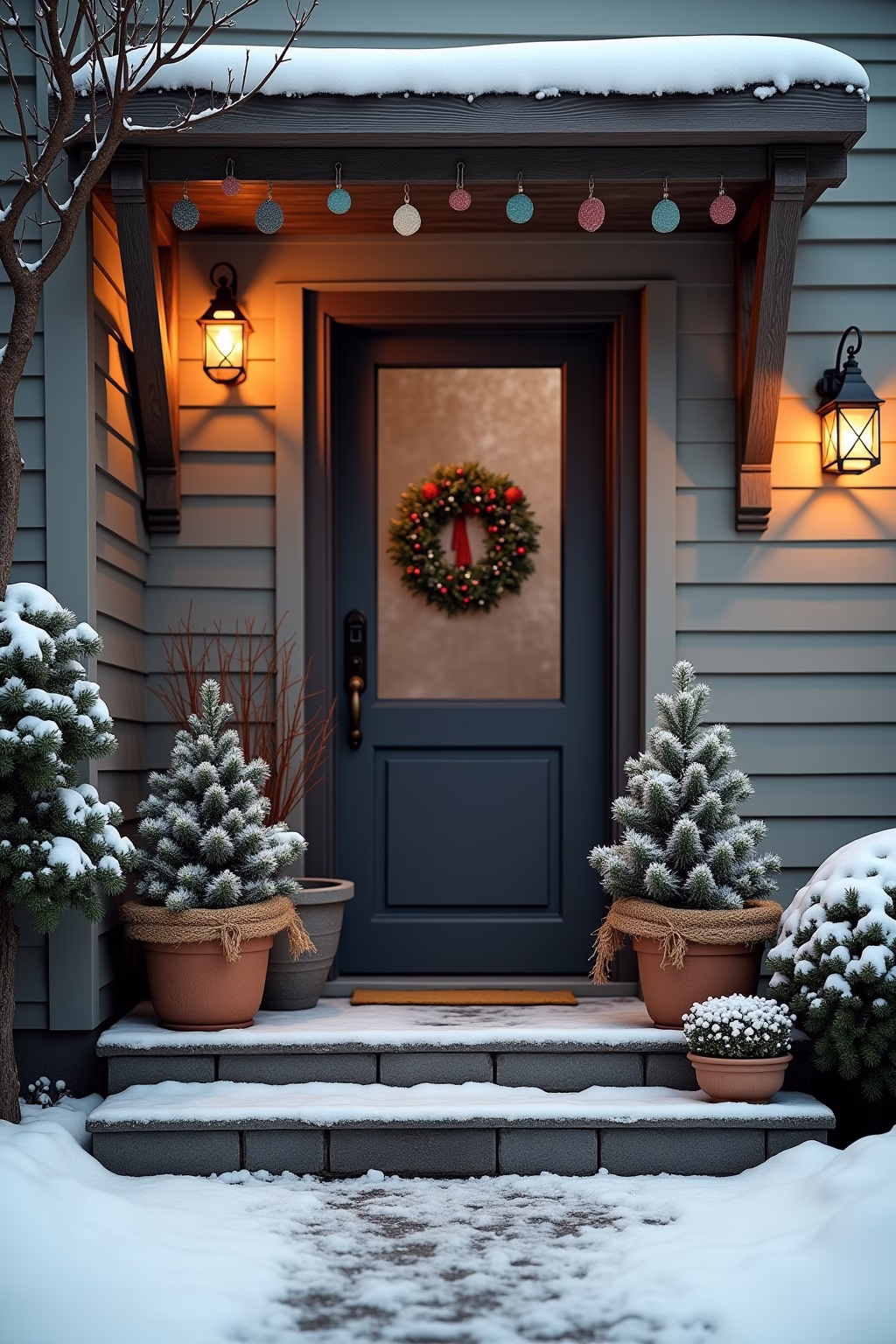 winter deko hauseingang outline 8