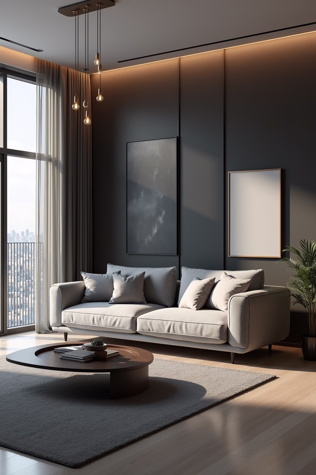 wohnzimmer mit grauer couch einrichten outline 2