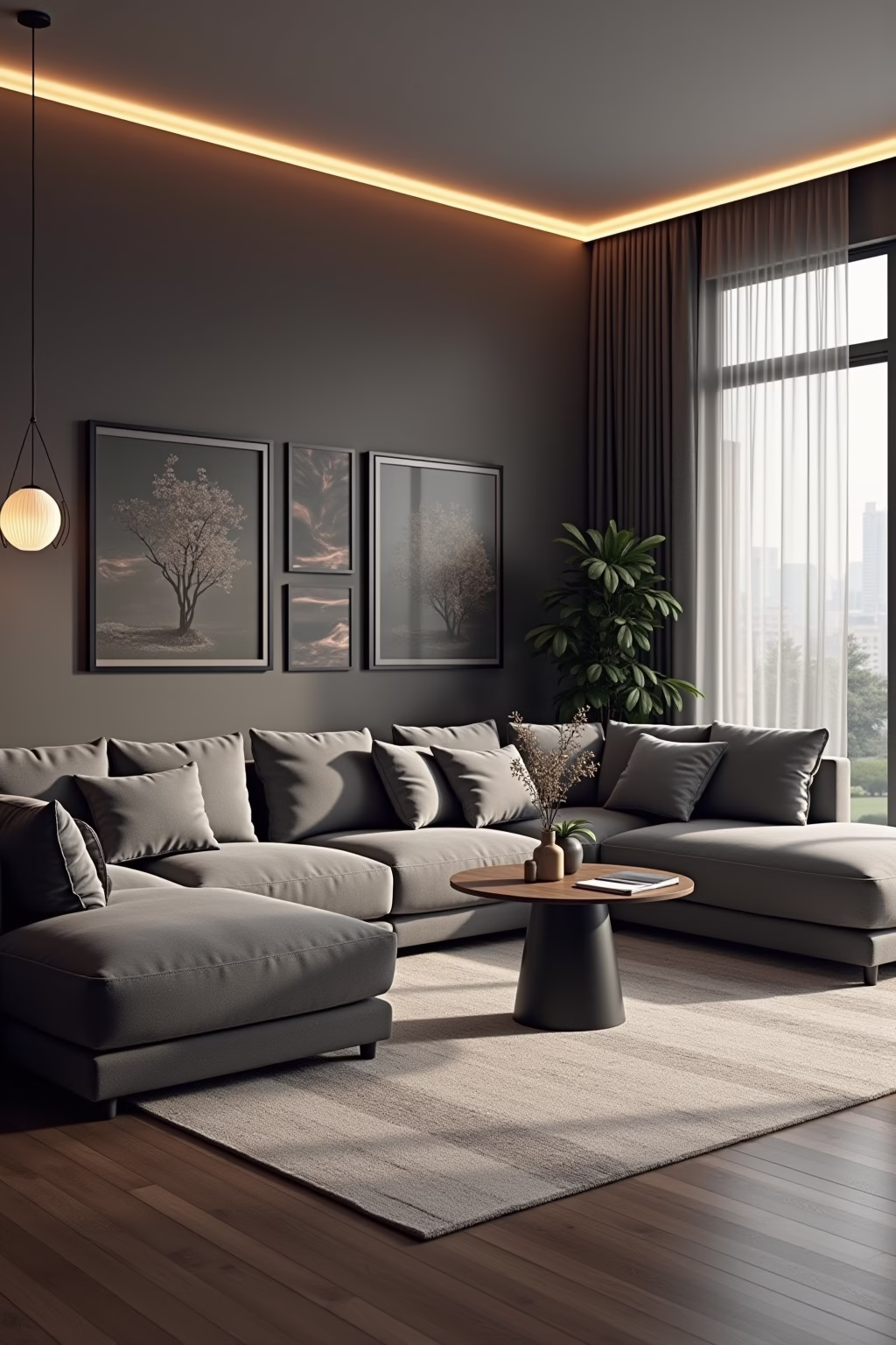 wohnzimmer mit grauer couch einrichten outline 6