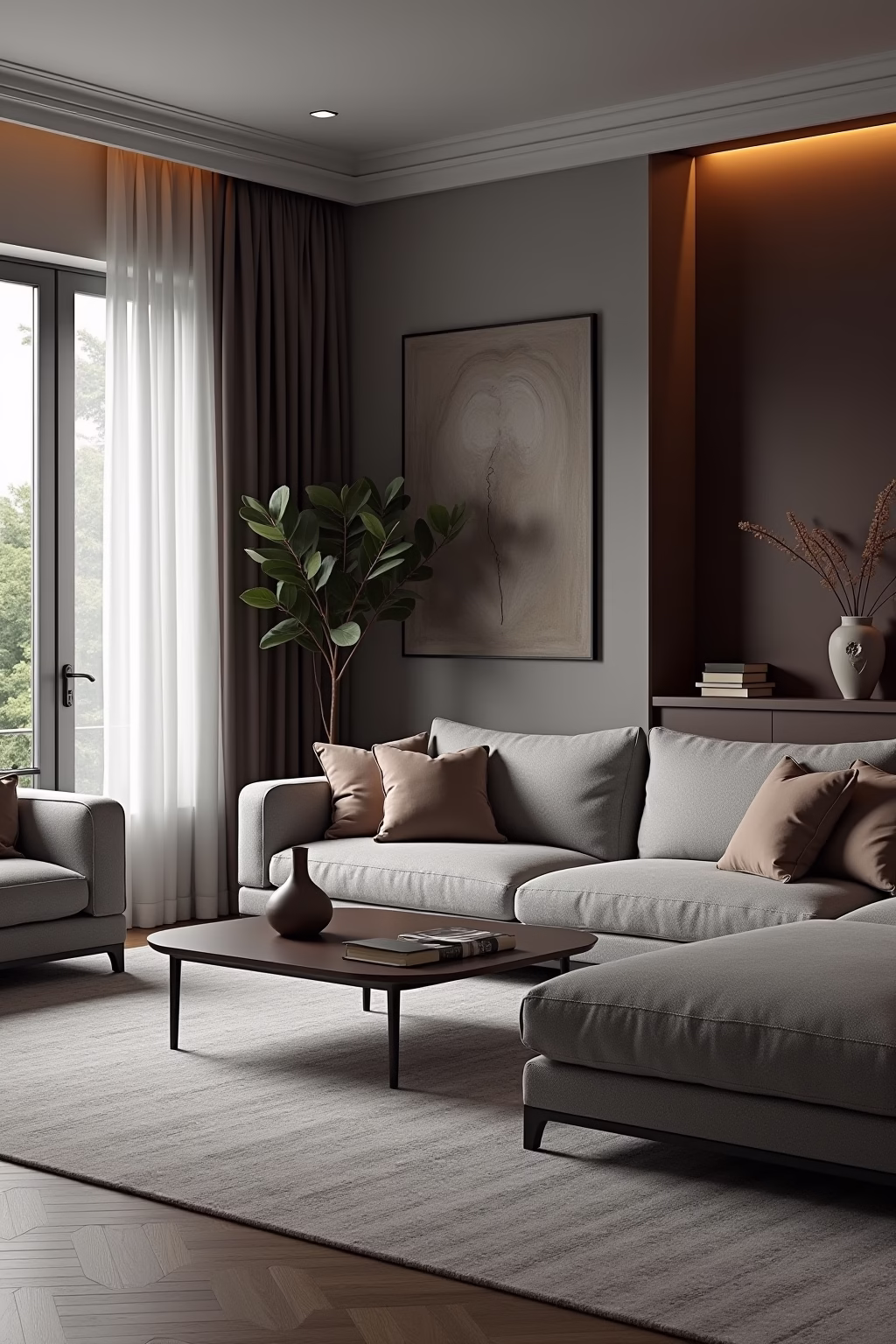 wohnzimmer mit grauer couch einrichten outline 8